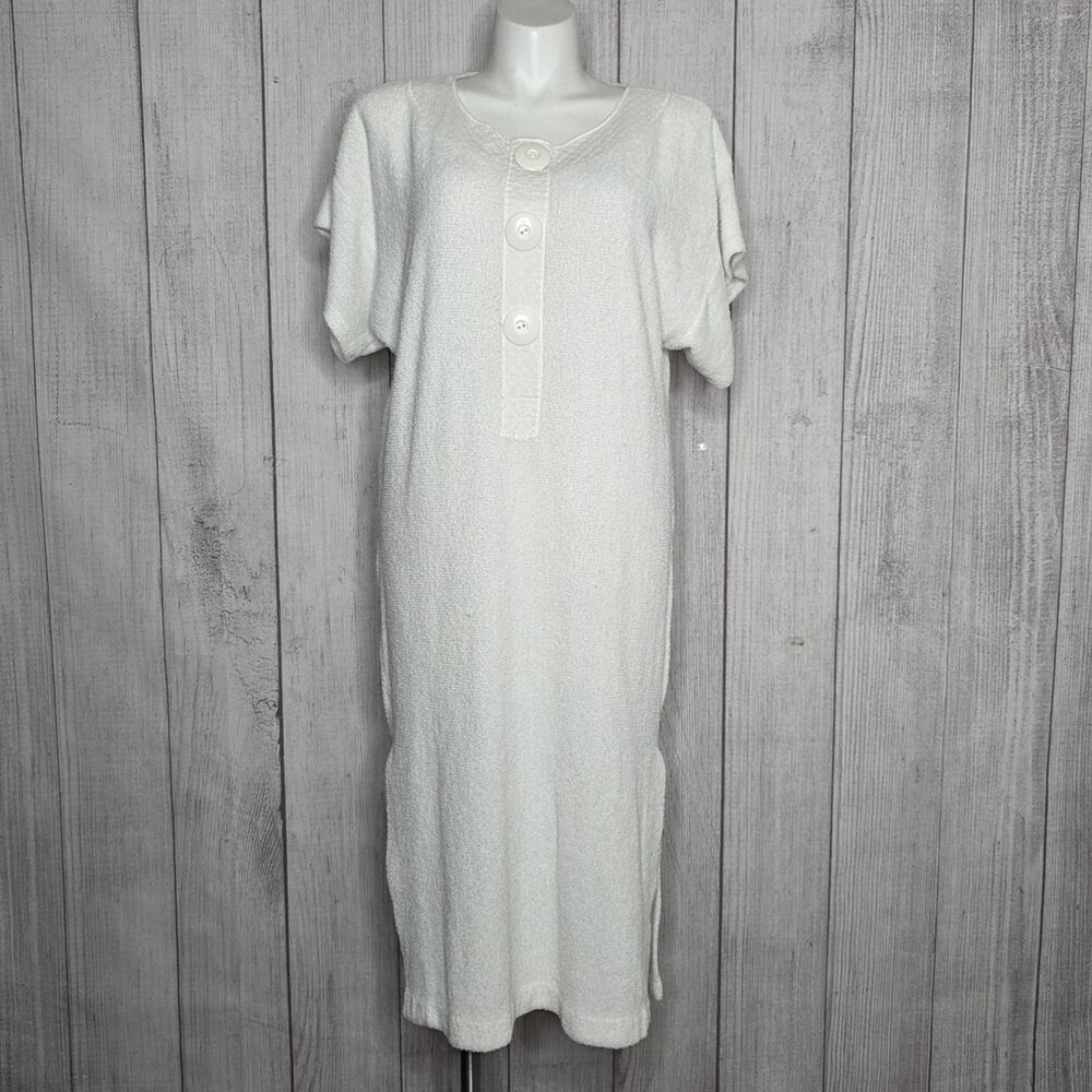 Vintage Gottex White Terry Cloth Swim Cover-Up Dress, sz Large
